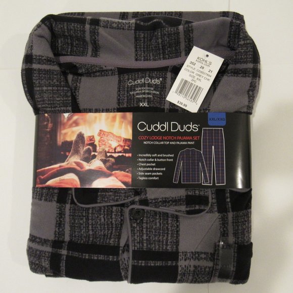 NEW $40 MEN'S 2-PIECE FLANNEL PAJAMA SET BY CUDDL DUDS SIZE XXL (2XL) - Picture 1 of 12